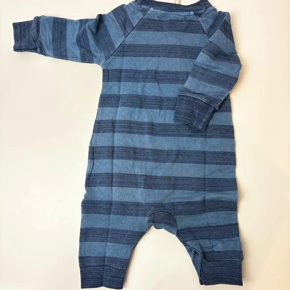 NWT Baby Miki Miette Romper NB Blue Striped Long Sleeve